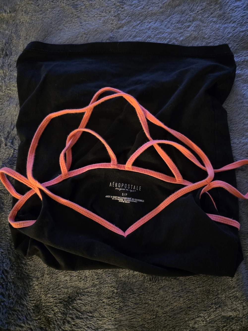 Aeropostale Black Cami with Pink-Orange Contrast Straps - Picture 4 of 5